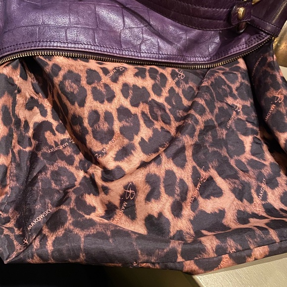 B. Makowski Purple Leather Large Tote - Picture 12 of 14